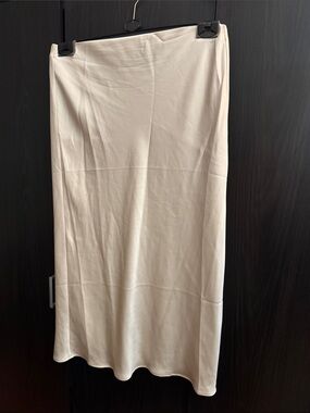 Garage Soft Cream Midi Slip Skirt